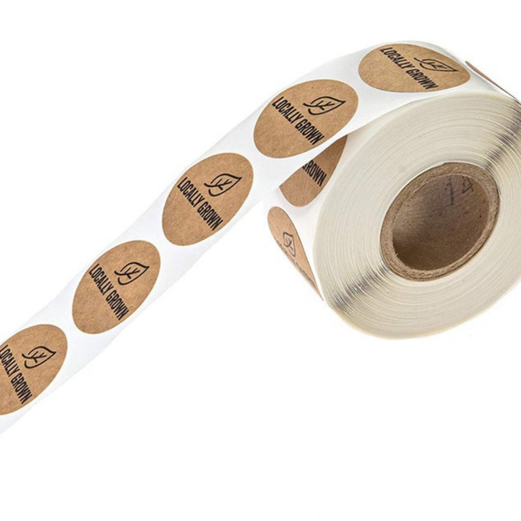 500 round locally grown kraft wafer Stickers 1" - Picture 4 of 6